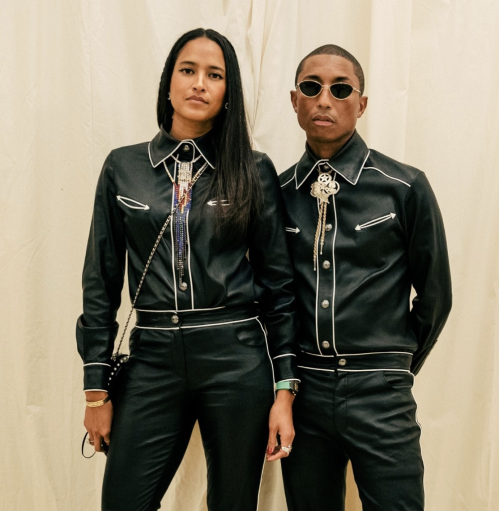 Pharrell Williams, artist and House ambassador, and Helen Williams wore looks from the CHANEL Paris-Dallas 2013/14 Métiers d’art collection at the 2021 Met Gala.